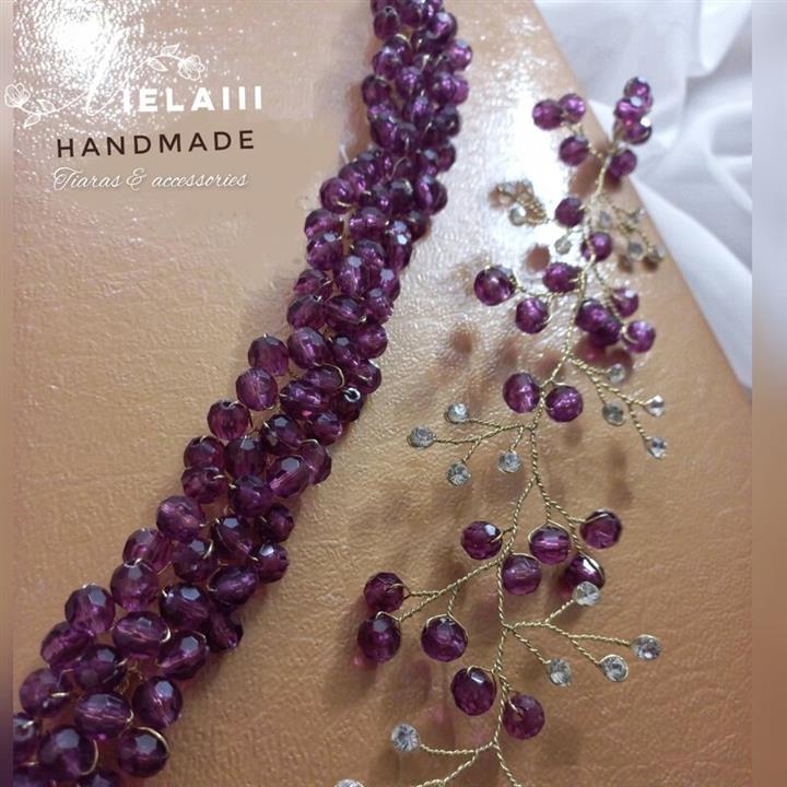 ریسه مو ، تاج عروس ،تل مجلسی _ریسه مو مروارید بنفش و نگین ریز خوشگل (سمت راست)  lielaiii